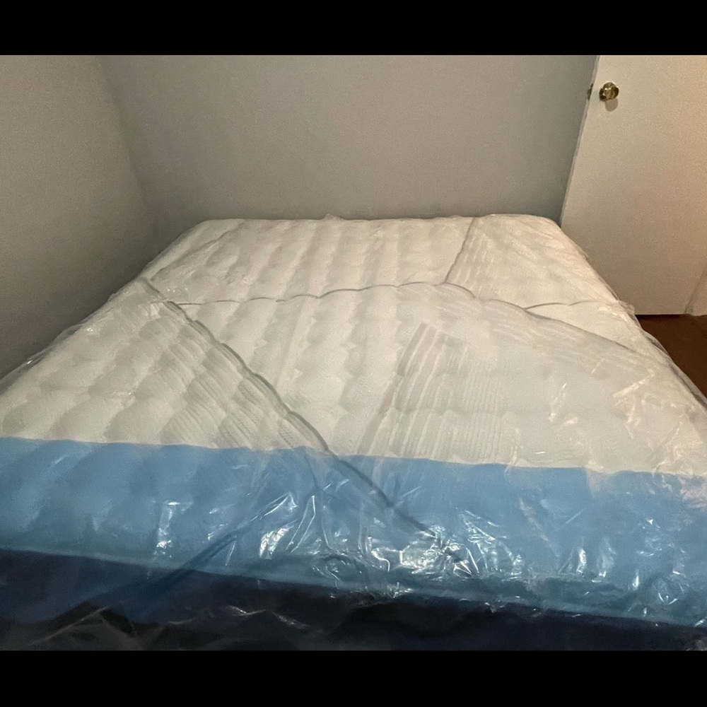 Premium White and Blue Mattress Topper